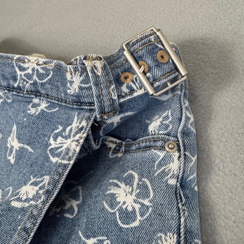 Signature by Levi Strauss Denim Skort Girls 10 Floral Print Buckle Wrap‎ Blue